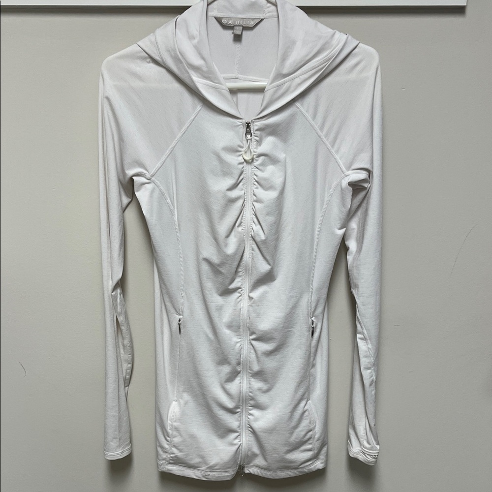 Athleta Bright White SPF Long Hooded Sun Jacket
